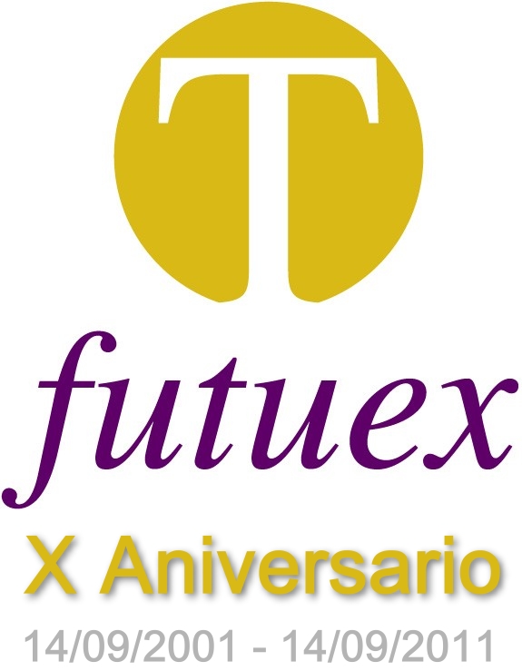 Imagen del logotipo de FUTUEX conmemorando su décimo aniversario
