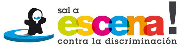 Logotipo oficial del concurso de teatro, monólogos, cortos y música "Sal a escena contra la discriminación 2011"